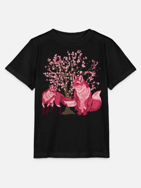 Sakura Baum Wald Tier Geschenk Kirschblüten Fuchs - Stanley/Stella Kinder T-Shirt MINI CREATOR - Schwarz