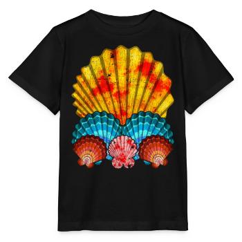 Sommerurlaub Geschenk Farbenfrohes Muschel - Stanley/Stella Kinder T-Shirt MINI CREATOR  - Schwarz - Vorne - Mikhail (115cm)