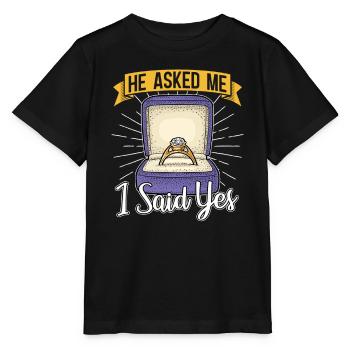 Marriage Proposal Couple Fiancée Gift Engagement - Stanley/Stella MINI CREATOR Kids’ T-Shirt - black - Front - Mikhail (115cm)