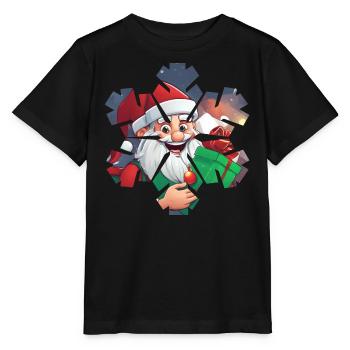 Flocons de neige père Noël impression - T-shirt bio MINI CREATOR Stanley/Stella Enfant - noir - Devant - Mikhail (115cm)