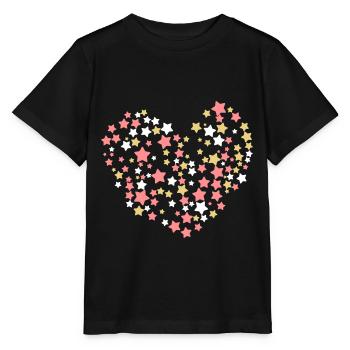 Valentine's day or Christmas heart with stars - Stanley/Stella MINI CREATOR Kids’ T-Shirt - black - Front - Mikhail (115cm)