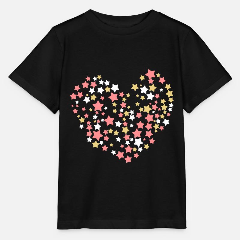 Saint Valentin ou coeur de Noël avec des étoiles - T-shirt bio MINI CREATOR Stanley/Stella Enfant - noir