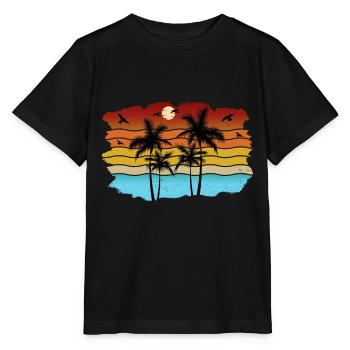 Sunset beach summer gift beach retro - Stanley/Stella MINI CREATOR Kids’ T-Shirt - black - Front - Mikhail (115cm)