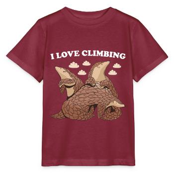 I Love Climbing Pangolin - Stanley/Stella Kinder T-Shirt MINI CREATOR  - Burgunderrot - Vorne - Kain (125cm)