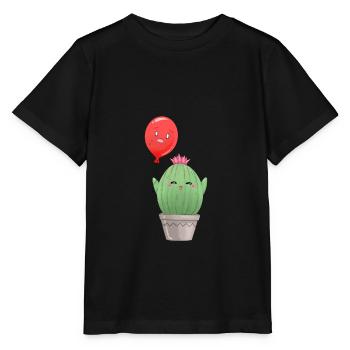 Kaktus mit Ballon - Stanley/Stella Kinder T-Shirt MINI CREATOR  - Schwarz - Vorne - Mikhail (115cm)