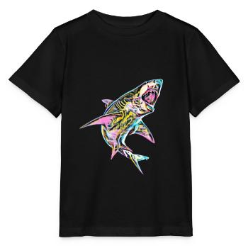 Grand requin blanc - T-shirt bio MINI CREATOR Stanley/Stella Enfant - noir - Devant - Mikhail (115cm)