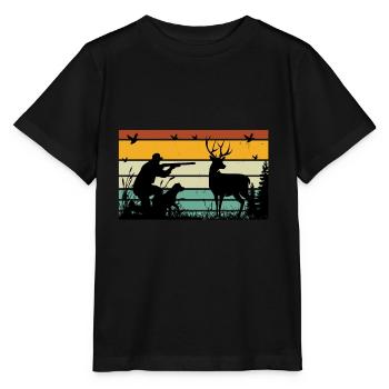 Retro Sonnenuntergang Jagd Lustige Jagd Humor - Stanley/Stella Kinder T-Shirt MINI CREATOR  - Schwarz - Vorne - Mikhail (115cm)