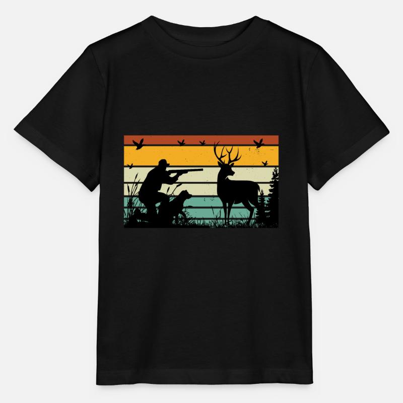 Retro Sunset Hunting Drôle d’humour de chasse - T-shirt bio MINI CREATOR Stanley/Stella Enfant - noir