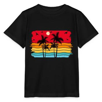 Sunset beach summer gift beach retro - Stanley/Stella MINI CREATOR Kids’ T-Shirt - black - Front - Mikhail (115cm)