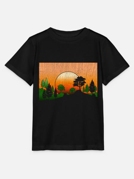 Wald Naturliebhaber Geschenk Sonnenuntergang Natur - Stanley/Stella Kinder T-Shirt MINI CREATOR  - Schwarz