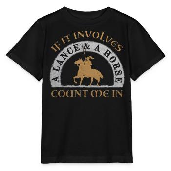 Tjost Lanzenstechen Ritter auf Pferd Mittelalter - Stanley/Stella Kinder T-Shirt MINI CREATOR  - Schwarz - Vorne - Mikhail (115cm)