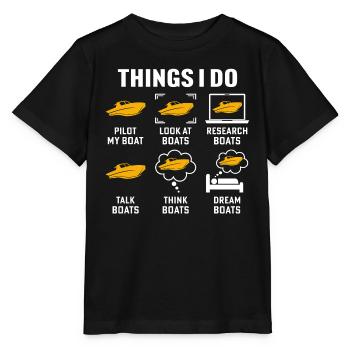 Dinge, die ich tue Pilot My Boat T-Shirt Captain Boat - Stanley/Stella Kinder T-Shirt MINI CREATOR  - Schwarz - Vorne - Mikhail (115cm)