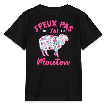 J'peux pas j'ai moutom t-shirt humour moutons - T-shirt bio MINI CREATOR Stanley/Stella Enfant - noir - Devant - Mikhail (115cm)