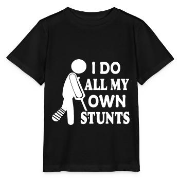 I do my stunts myself | Get well soon - Stanley/Stella MINI CREATOR Kids’ T-Shirt - black - Front - Mikhail (115cm)