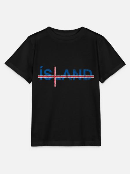 Island Flagge Skandinavisches Kreuz Reise Urlaub - Stanley/Stella T-shirt MINI CREATOR til børn - sort