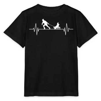 Luge, battement de cœur, luge, sports d’hiver - T-shirt bio MINI CREATOR Stanley/Stella Enfant - noir - Devant - Mikhail (115cm)