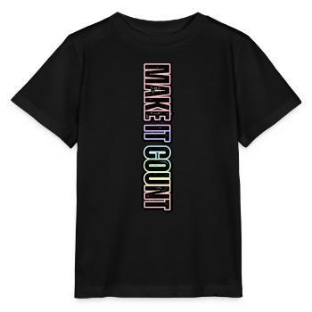 Chaque instant compte – inscription au pastel - T-shirt bio MINI CREATOR Stanley/Stella Enfant - noir - Devant - Mikhail (115cm)