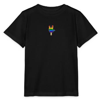 Rock ´n Roll - I Love You, Eis am Stiel Regenbogen - Stanley/Stella Kinder T-Shirt MINI CREATOR  - Schwarz - Vorne - Mikhail (115cm)
