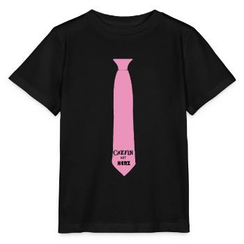 cravate rose patron coeur - T-shirt bio MINI CREATOR Stanley/Stella Enfant - noir - Devant - Mikhail (115cm)