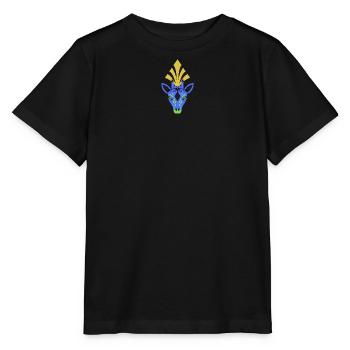 Blaue Giraffe mit Kopfschmuck - Stanley/Stella Kinder T-Shirt MINI CREATOR  - Schwarz - Vorne - Mikhail (115cm)