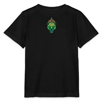 Grüner Leopard mit Feder - Stanley/Stella Kinder T-Shirt MINI CREATOR  - Schwarz - Vorne - Mikhail (115cm)