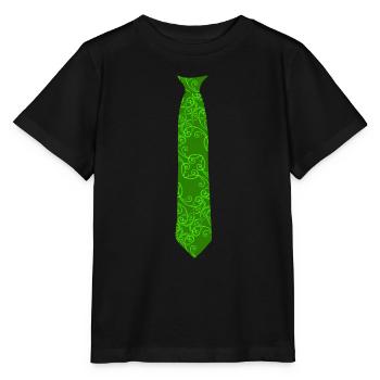 Green Fake Tie Pattern Tie - Stanley/Stella MINI CREATOR Kids’ T-Shirt - black - Front - Mikhail (115cm)