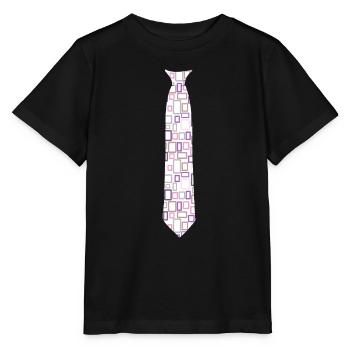 Krawatte Muster Viereck grau bunt - Stanley/Stella Kinder T-Shirt MINI CREATOR  - Schwarz - Vorne - Mikhail (115cm)