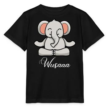 Auszeit Durchatmen Wusaaa Elefant - Stanley/Stella Kinder T-Shirt MINI CREATOR  - Schwarz - Vorne - Mikhail (115cm)