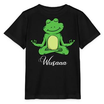 Auszeit Durchatmen Wusaaa Frosch - Stanley/Stella Kinder T-Shirt MINI CREATOR  - Schwarz - Vorne - Mikhail (115cm)