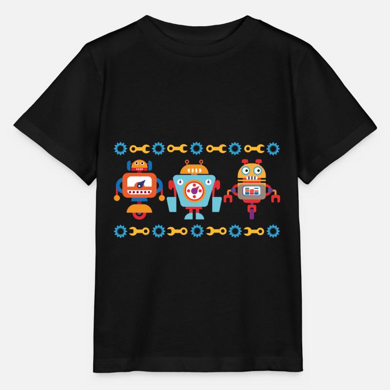 Three small robots - Stanley/Stella MINI CREATOR Kids’ T-Shirt - black
