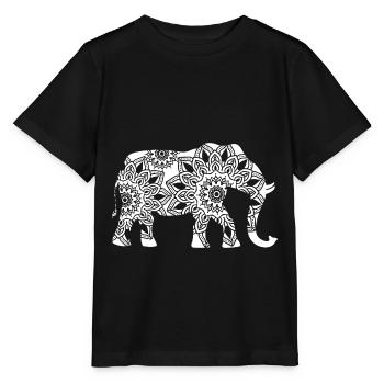 Elephant Mandala Elephant Médiation Yoga Ésotérisme - T-shirt bio MINI CREATOR Stanley/Stella Enfant - noir - Devant - Mikhail (115cm)
