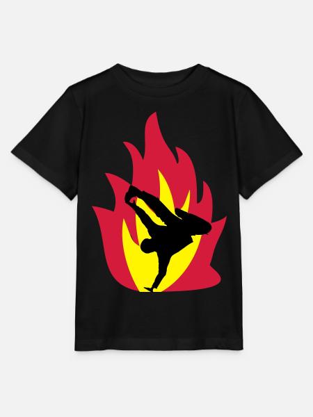 Breakdancer im Feuer - Stanley/Stella Kinder T-Shirt MINI CREATOR  - Schwarz