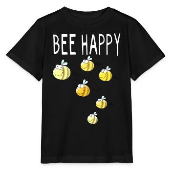 Bee Happy - Biene - Bienen - Hummel - Geschenk - Stanley/Stella Kinder T-Shirt MINI CREATOR  - Schwarz - Vorne - Mikhail (115cm)