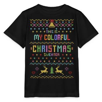 Pull de Noël laid renne de Noël coloré - T-shirt bio MINI CREATOR Stanley/Stella Enfant - noir - Devant - Mikhail (115cm)