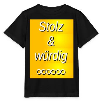 Impression dorée fière et digne - T-shirt bio MINI CREATOR Stanley/Stella Enfant - noir - Devant - Mikhail (115cm)