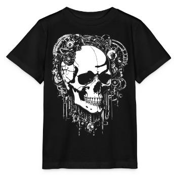 Steampunk Schädel mit Zahnrädern - Stanley/Stella Kinder T-Shirt MINI CREATOR  - Schwarz - Vorne - Mikhail (115cm)