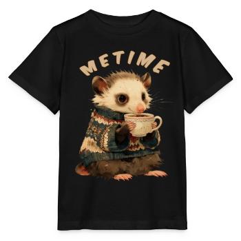 Me Time Opossum with Coffee - Stanley/Stella MINI CREATOR Kids’ T-Shirt - black - Front - Mikhail (115cm)