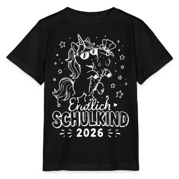 Unicorn Schulkind 2026 Design - Stanley/Stella Kinder T-Shirt MINI CREATOR  - Schwarz - Vorne - Mikhail (115cm)