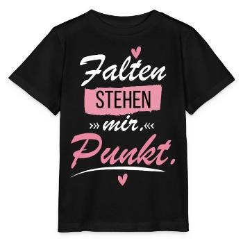 Falten stehen mir Punkt - Lustiger Spruch - Stanley/Stella Kinder T-Shirt MINI CREATOR  - Schwarz - Vorne - Mikhail (115cm)