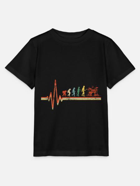 Schlagzeug Herzschlag Evolution Schlagzeuger - Stanley/Stella Kinder T-Shirt MINI CREATOR  - Schwarz