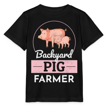 Hinterhof Schweine Bauer Tierhaltung Bauernhof Lustig - Stanley/Stella Kinder T-Shirt MINI CREATOR  - Schwarz - Vorne - Mikhail (115cm)