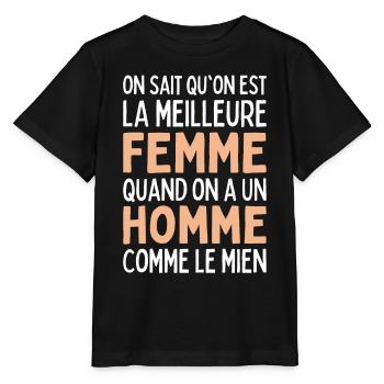La Meilleure Femme Quand On A Un Homme Comme Mien - T-shirt bio MINI CREATOR Stanley/Stella Enfant - noir - Devant - Mikhail (115cm)