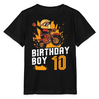 Dirt Bike Motocross 10 Years Old 10th Birthday Boy - Stanley/Stella Kinder T-Shirt MINI CREATOR  - Schwarz - Vorne - Mikhail (115cm)