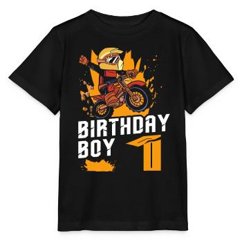 Dirt Bike Motocross 1 Years Old 1st Birthday Boy - Stanley/Stella Kinder T-Shirt MINI CREATOR  - Schwarz - Vorne - Mikhail (115cm)