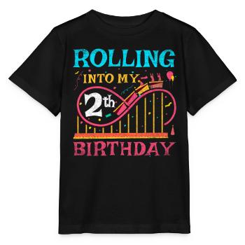 Roller Coaster Kid - Rolling Into My 2nd Birthday - T-shirt bio MINI CREATOR Stanley/Stella Enfant - noir - Devant - Mikhail (115cm)
