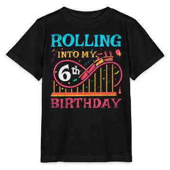 Roller Coaster Kid - Rolling Into My 6th Birthday - Stanley/Stella MINI CREATOR Kids’ T-Shirt - black - Front - Mikhail (115cm)