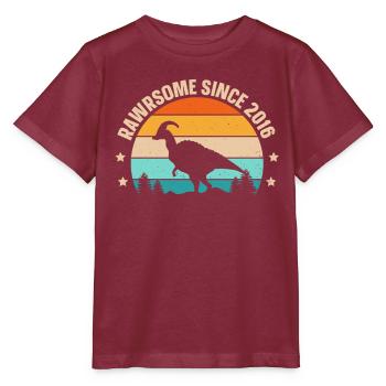 Rawrsome Since 2016 Parasaurolophus 7. Geburtstag - Stanley/Stella Kinder T-Shirt MINI CREATOR  - Burgunderrot - Vorne - Kain (125cm)