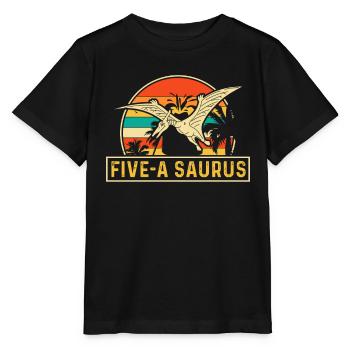 Five-A Saurus Pteranodon 5e anniversaire - T-shirt bio MINI CREATOR Stanley/Stella Enfant - noir - Devant - Mikhail (115cm)