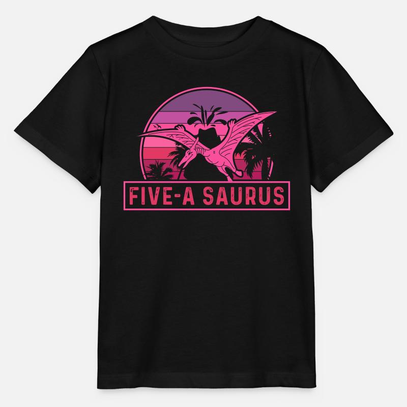 Five-A Saurus Pteranodon 5e anniversaire - T-shirt bio MINI CREATOR Stanley/Stella Enfant - noir