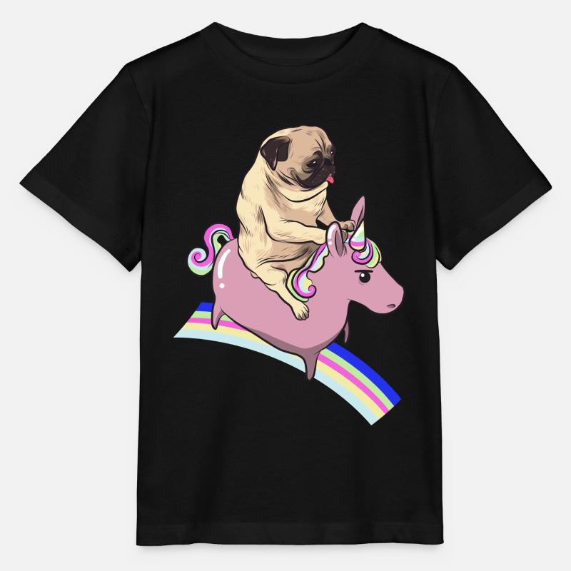 Mops reitet auf einem Einhorn - Stanley/Stella Kinder T-Shirt MINI CREATOR  - Schwarz